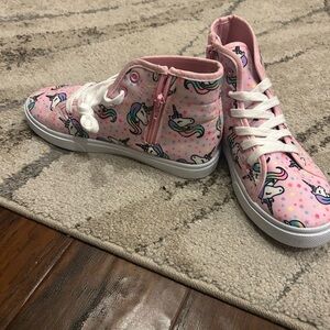 Girls' Pink Unicorn High-Top Sneakers